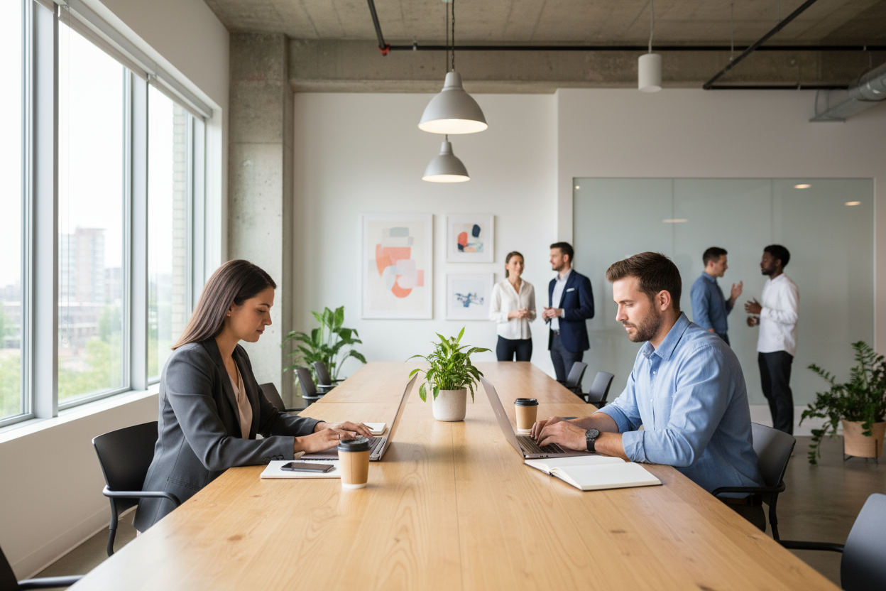 2 ondernemers werken achter de laptop 